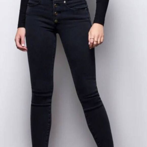 Good American Good Waist Button Fly Jeans in black sz 6/28 - Picture 1 of 6